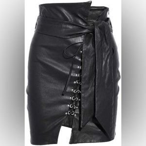 IRO Belted lace-up leather mini skirt